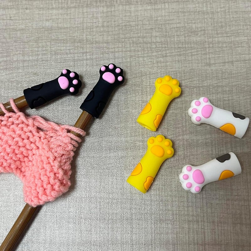 spansee 6 PCS Cat Paw Knitting Needles Stoppers, Knitting Needle Point Protectors, Stitch Stopper, Needle Minder, Knitting Accessories, Knitting Supplies fit Size 11-17 (8mm-12.75mm) Needles - Image 2